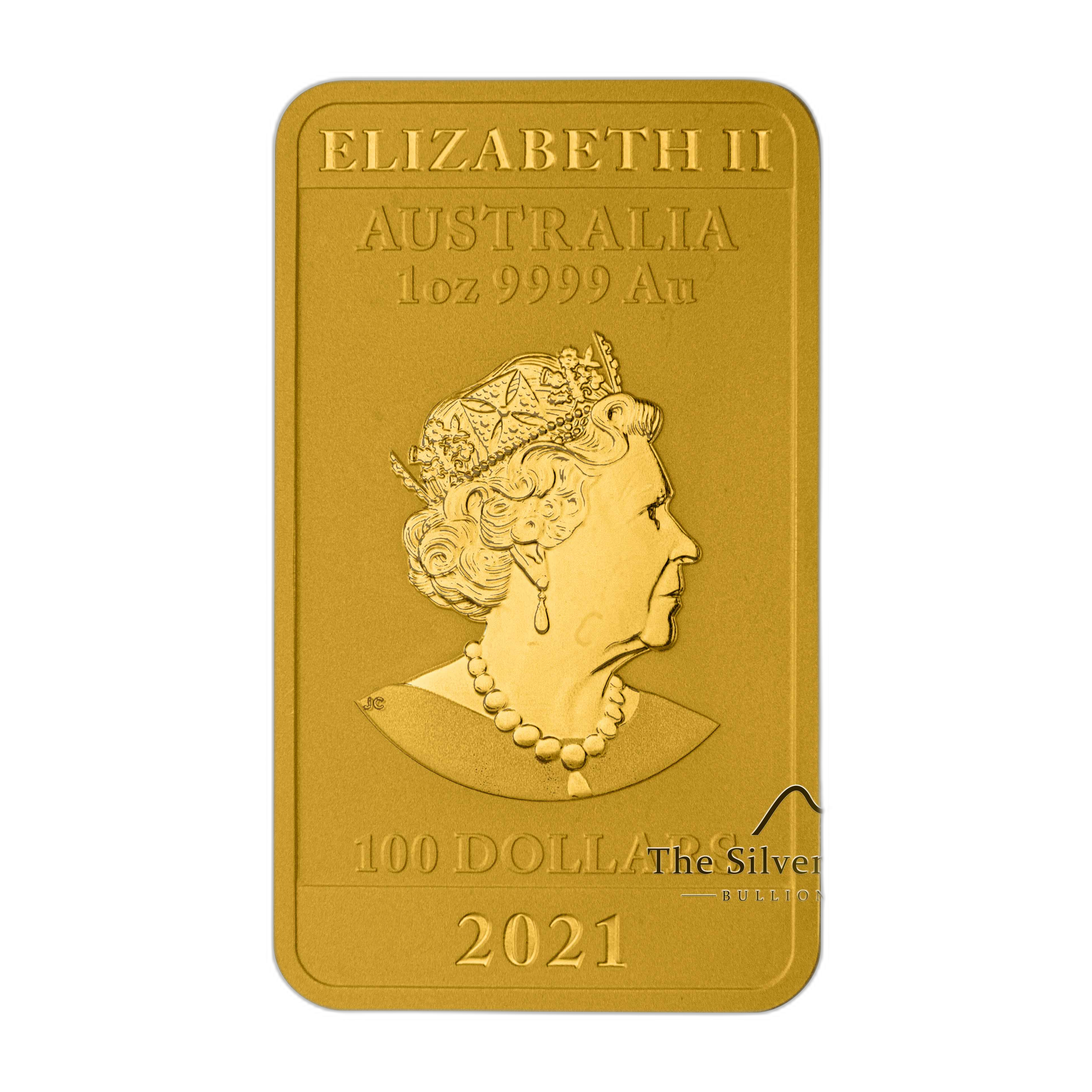 1 Troy ounce gold coin bar Rectangular Dragon 2021 back
