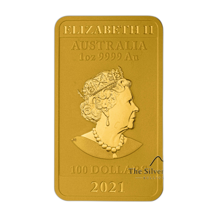1 Troy ounce gold coin bar Rectangular Dragon 2021 back