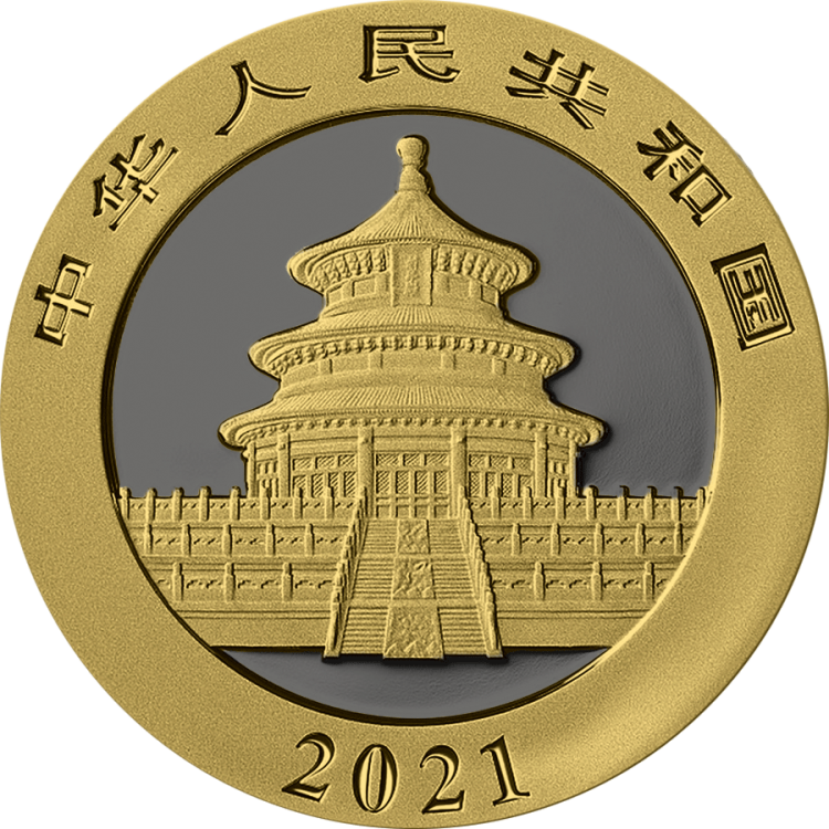 30 Gram zilveren munt Golden Ring - Panda 2021 perspectief 2