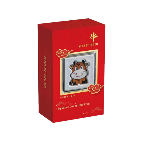 Zilveren munt 10 gram jaar van de Os 2021 Proof voorkant
