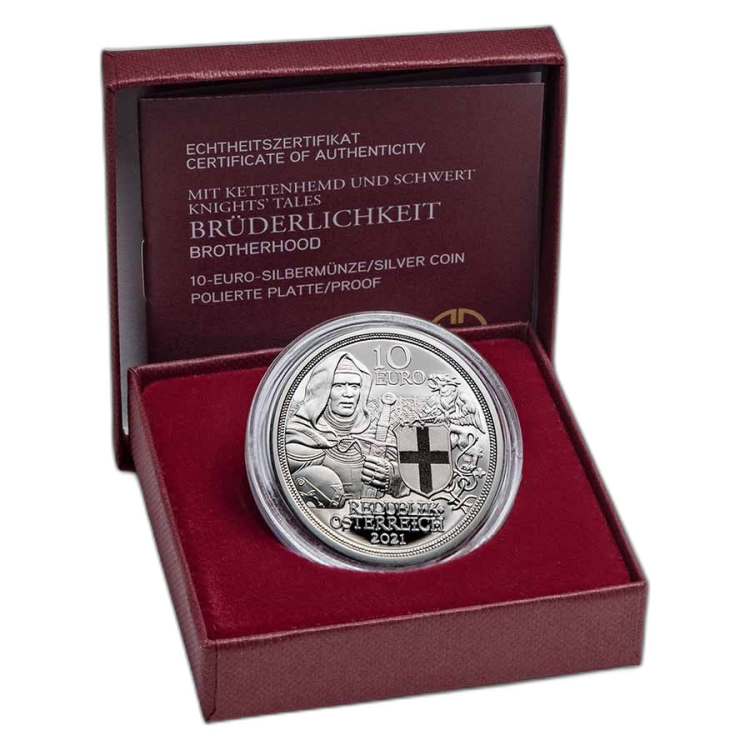 1/2 troy ounce zilveren munt Brotherhood 2021 Proof perspectief 1