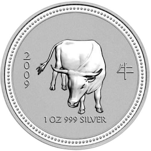 Rare: 1 troy ounce silver Lunar Series I - Year of the Ox 2009 front