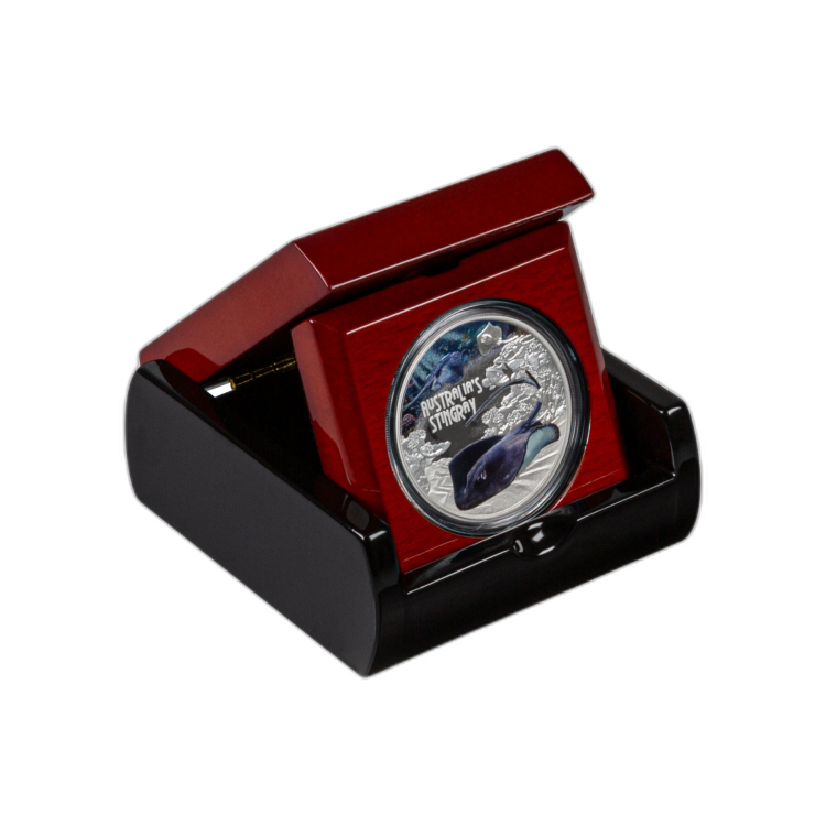 1 troy ounce zilveren munt Pijlstaartrog 2021 Proof perspectief 2