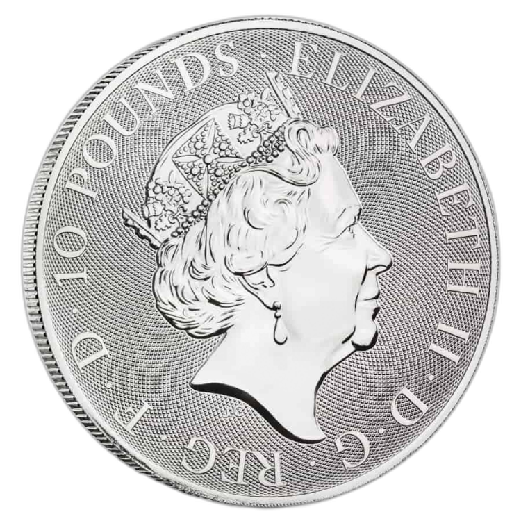 10 Troy ounce silver coin Queens Beasts Beasts White Horse 2021 back