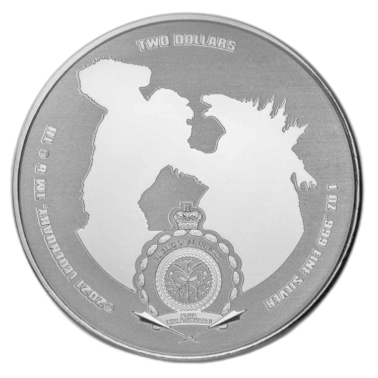 1 troy ounce zilveren munt Kong 2021 achterkant