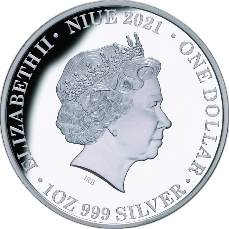 1 troy ounce zilveren munt Queen Elizabeth II 95e verjaardag 2021 proof perspectief 1