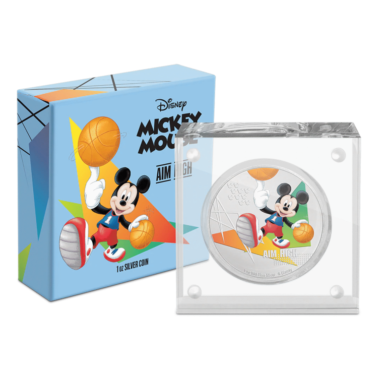 1 troy ounce silver coin Disney Mickey Mouse - Aim High 2020 Proof angle 2
