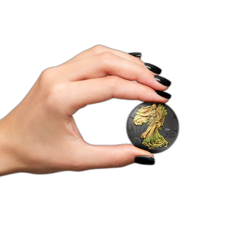 1 troy ounce zilveren munt gouden holo serie Maple Leaf 2021 achterkant