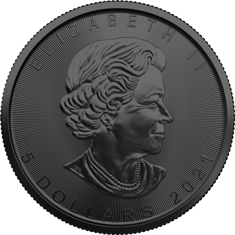 1 troy ounce zilveren munt gouden holo serie Maple Leaf 2021 perspectief 3