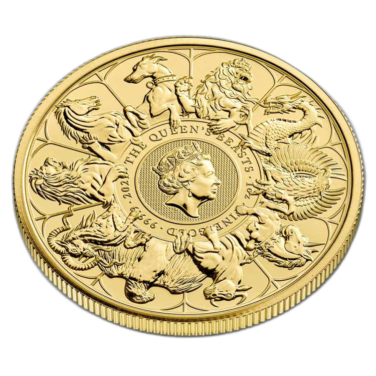 1 troy ounce gouden Queen's Beasts Completer 2021 perspectief 1