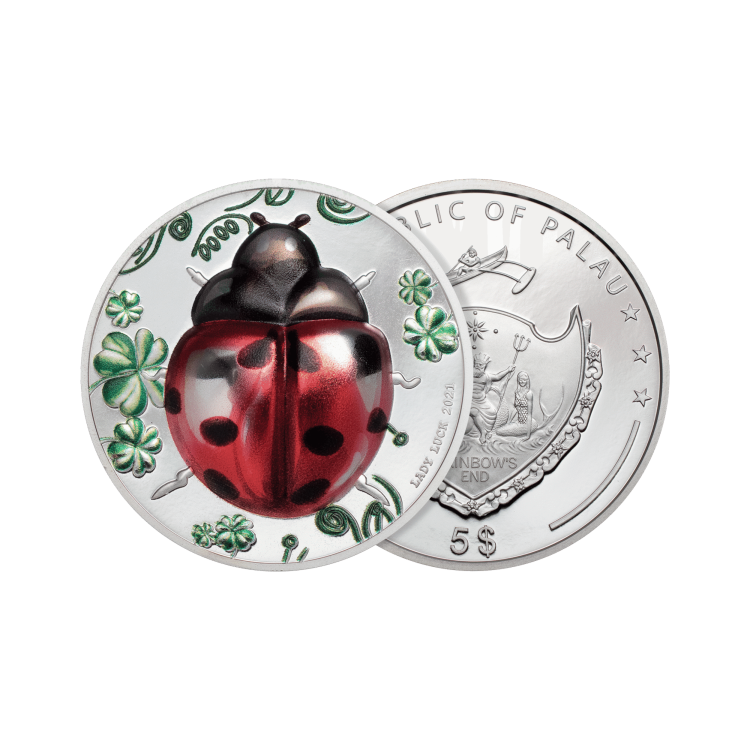 1 troy ounce zilveren munt lady luck 2021 Proof perspectief 3