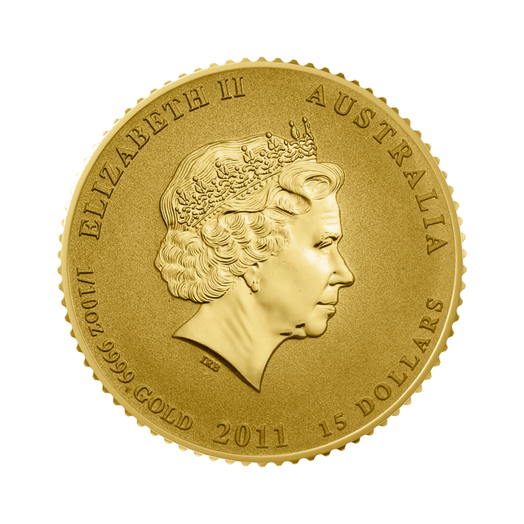 1/10 Troy ounce gouden munt Lunar 2011 achterkant