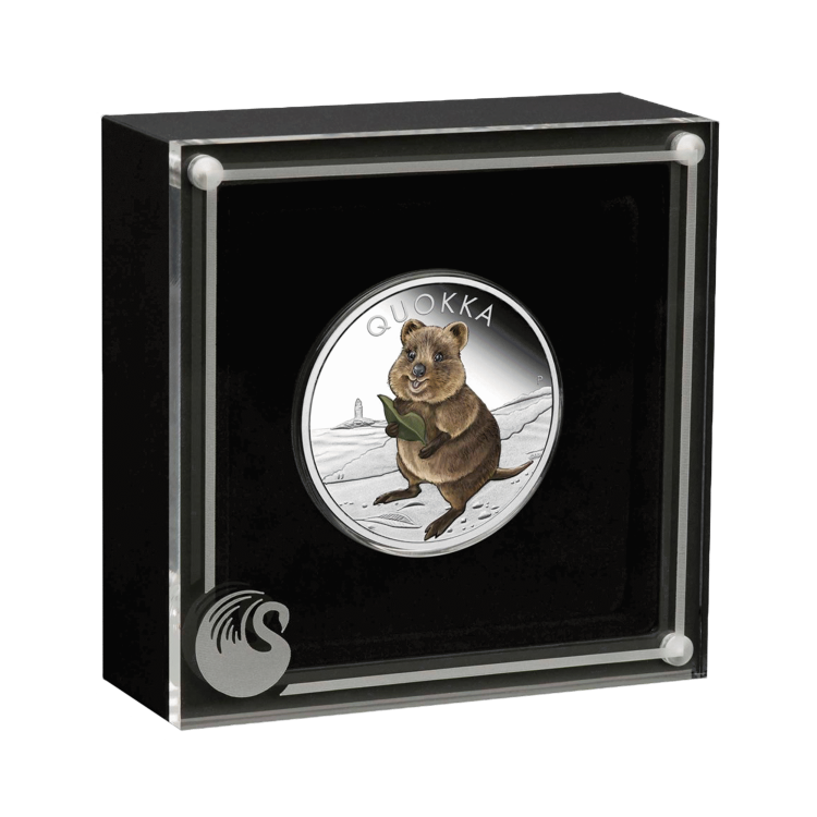 1 troy ounce silver coin Quokka color 2021 proof angle 1