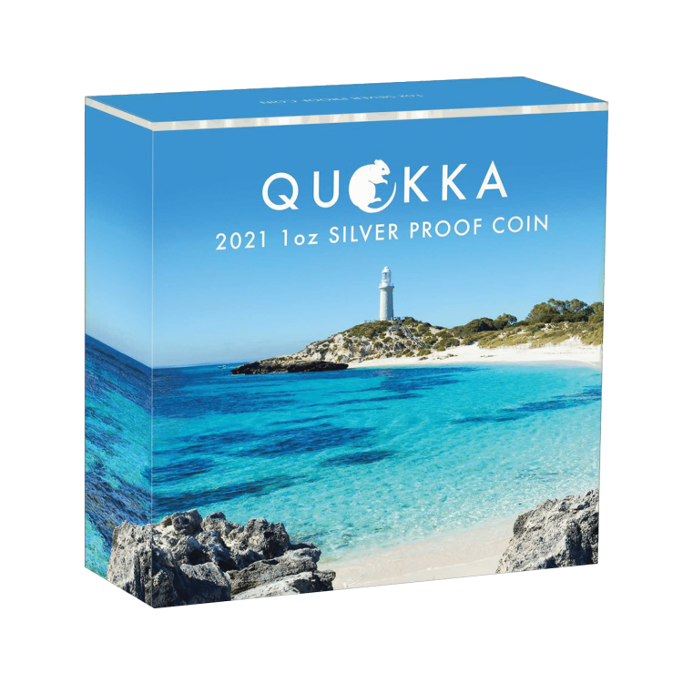 1 troy ounce silver coin Quokka color 2021 proof angle 2