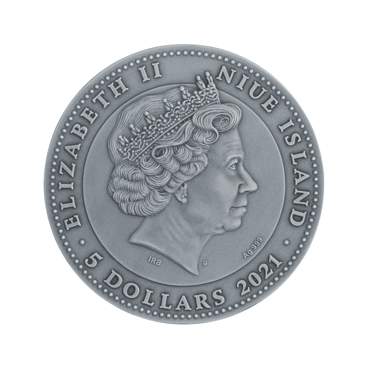 2 troy ounce zilveren munt Ruby Scarabeus 2021 achterkant