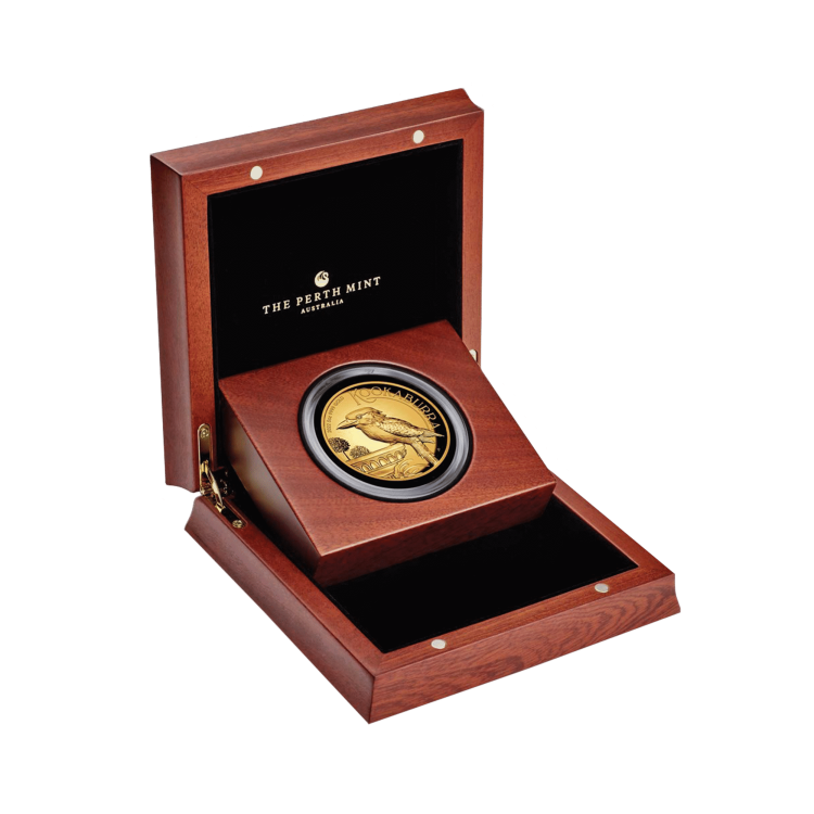 5 troy ounce gouden munt Kookaburra 2021 Proof perspectief 2