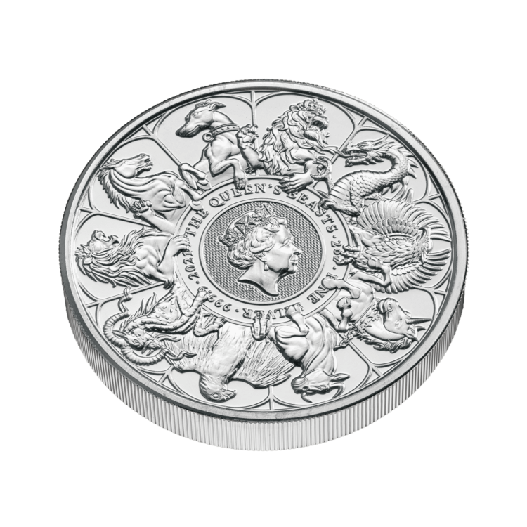 2 Troy ounce silver coin Queens Beasts completer 2021 angle 2