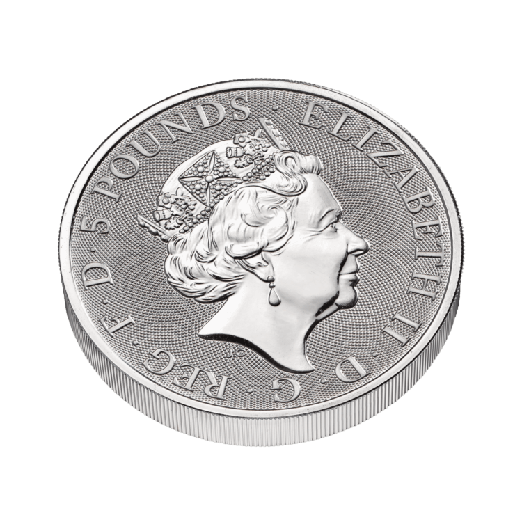 2 Troy ounce silver coin Queens Beasts completer 2021 angle 3