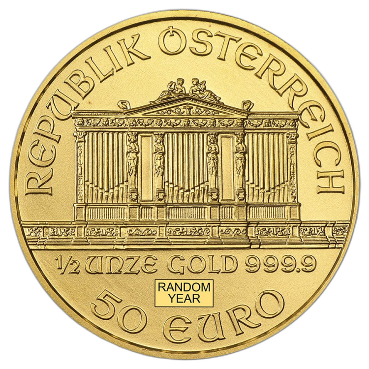 1/2 Troy ounce gouden munt Philharmoniker circulated achterkant