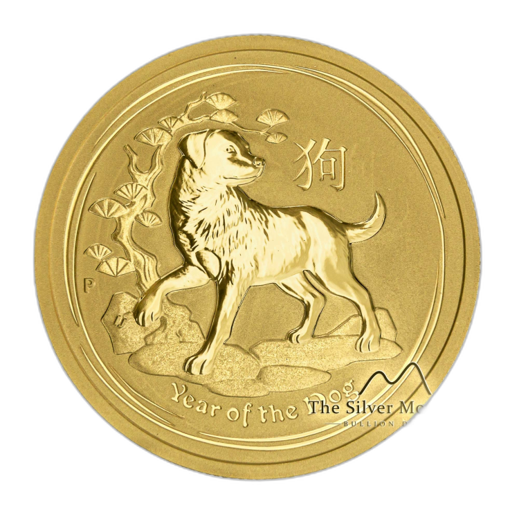 1/2 Troy ounce gold coin Lunar 2018 - year of the Dog front