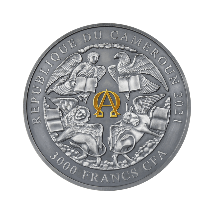 3 troy ounce zilveren munt de dame en de draak 2021 achterkant
