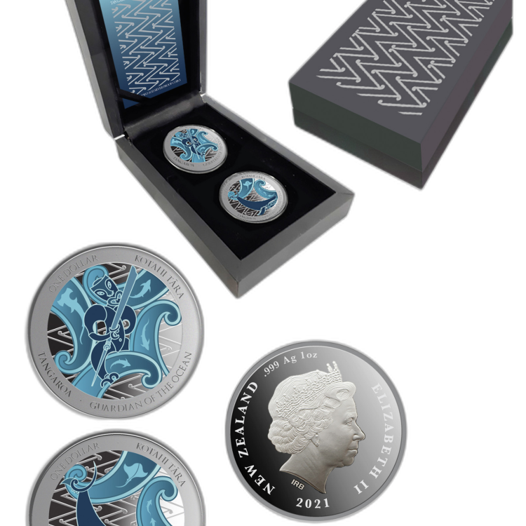 2 troy ounce zilverset God van de Zee Proof 2021 perspectief 1