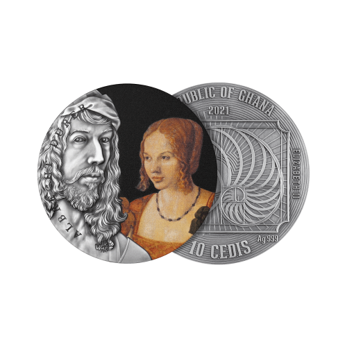 2 troy ounce zilveren munt Albrecht Dürer 2021 voorkant