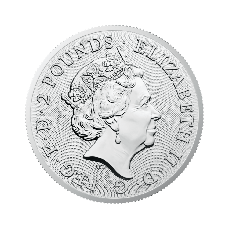 1 troy ounce zilveren munt Maid Marian 2022 achterkant