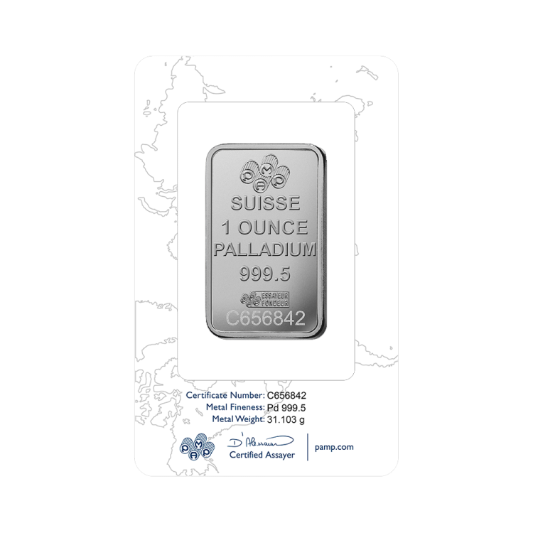 1 Troy ounce palladium bar Pamp Suisse back