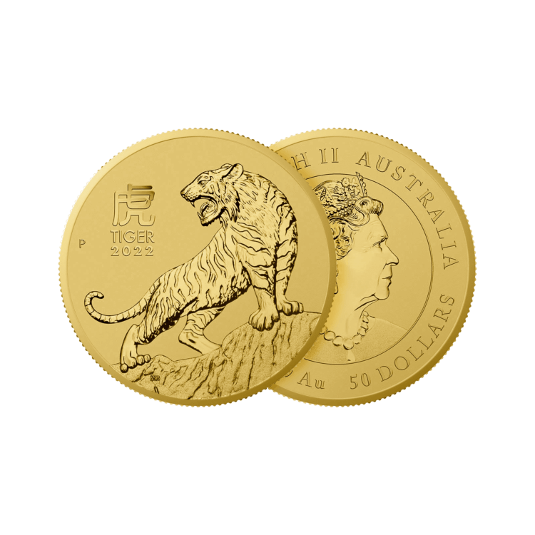 1 Troy ounce gold coin Lunar 2022 angle 1