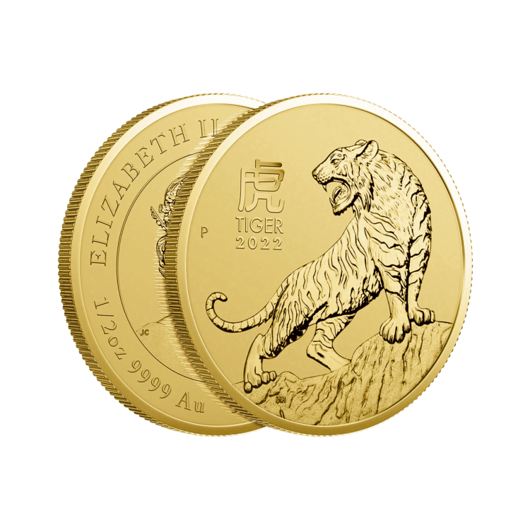 1 Troy ounce gold coin Lunar 2022 angle 2