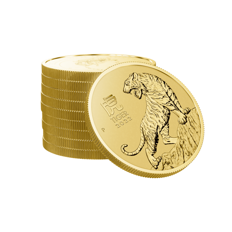 1 Troy ounce gold coin Lunar 2022 angle 3