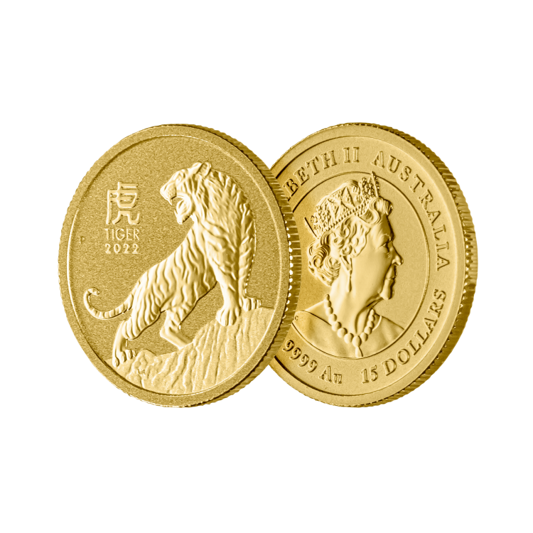 1/10 Troy ounce gouden munt Lunar 2022 perspectief 2