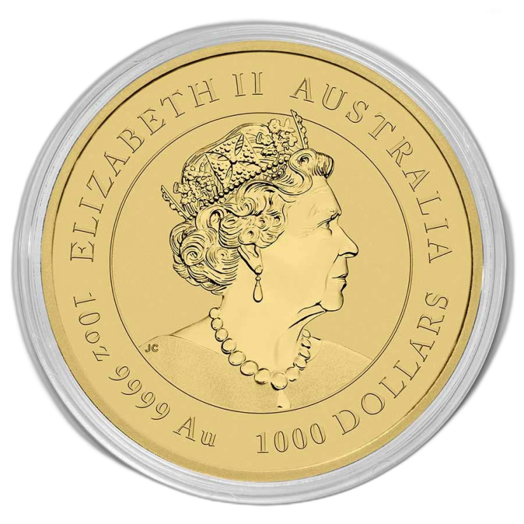 10 Troy ounce gouden munt Lunar 2022 achterkant