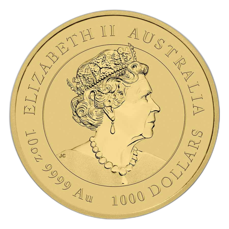 10 Troy ounce gouden munt Lunar 2022 perspectief 2
