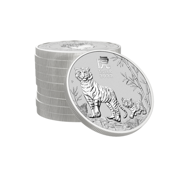 2 troy ounce zilveren munt Lunar 2022 perspectief 2