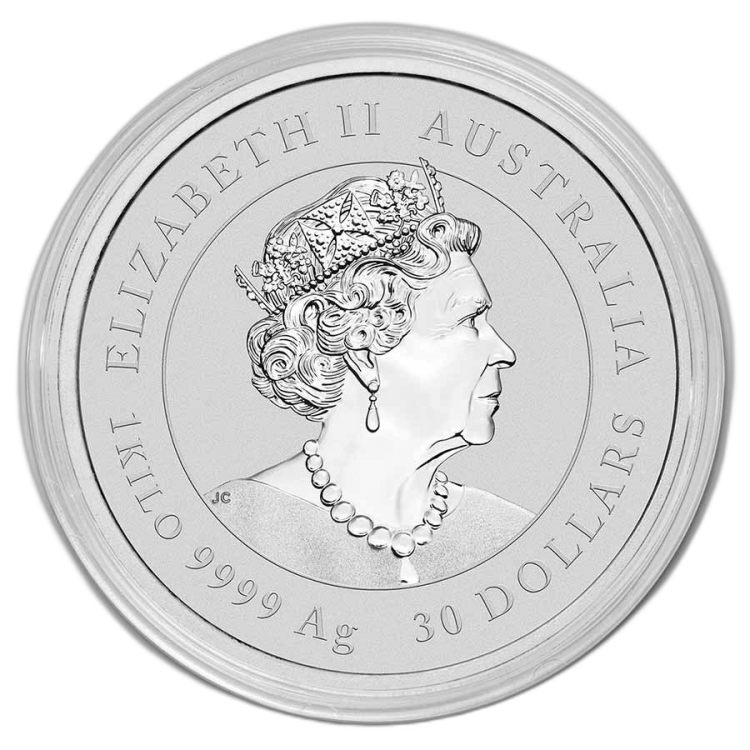 1 Kilogram zilveren munt Lunar 2022 achterkant