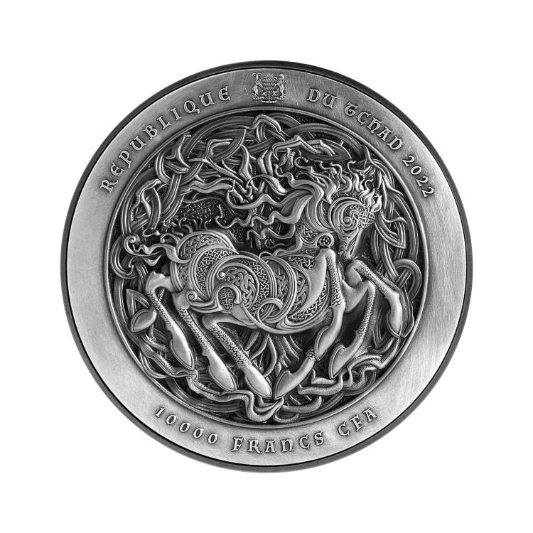 2 troy ounce zilveren munt Hemelvaart van Sleipnir 2022 achterkant