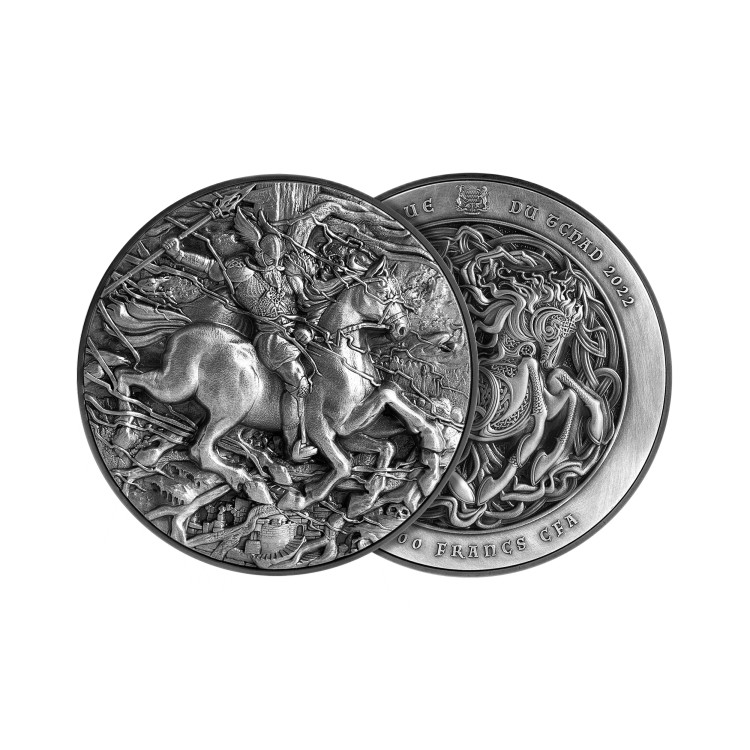 2 troy ounce zilveren munt Hemelvaart van Sleipnir 2022 perspectief 1