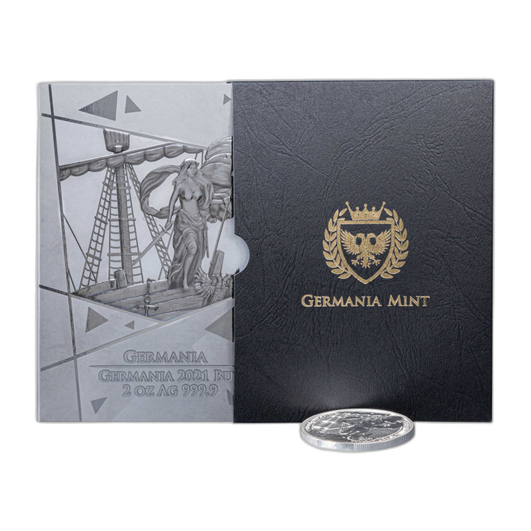 2 Troy ounce zilveren munt Germania 2021 perspectief 3