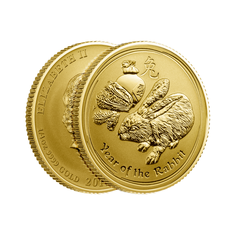 1/4 Troy ounce gouden munt Lunar 2011 perspectief 2