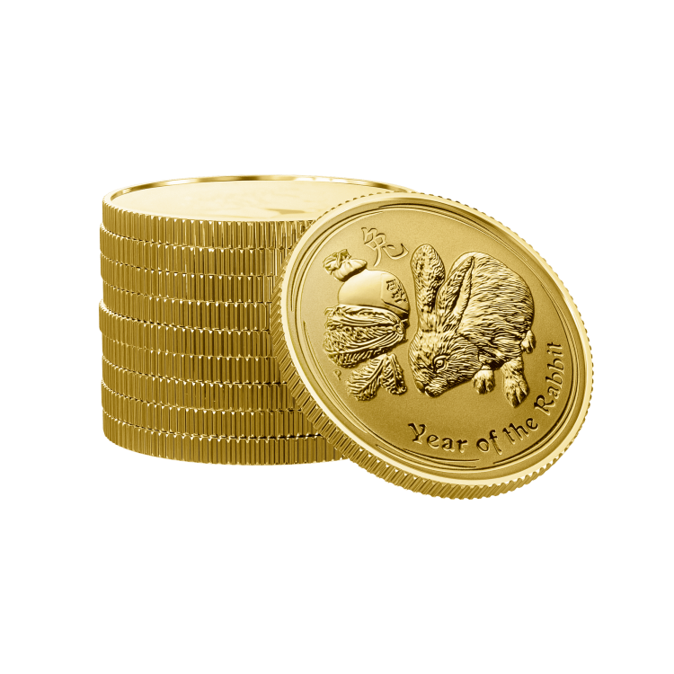1/4 Troy ounce gouden munt Lunar 2011 perspectief 3