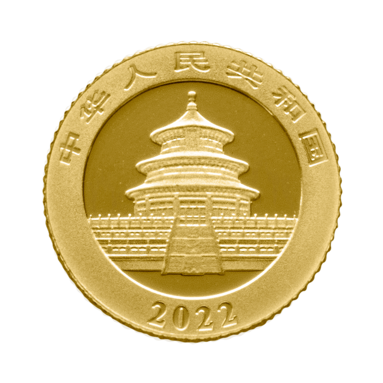 1 Gram gold coin Panda 2022 back
