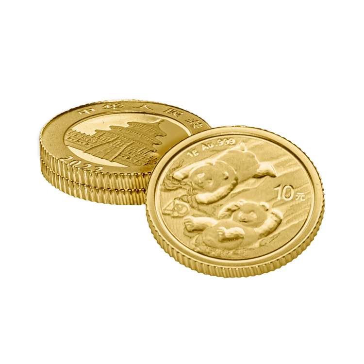 1 Gram gold coin Panda 2022 angle 3