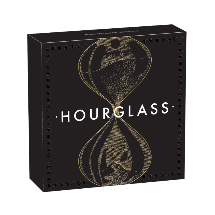 2 Troy ounce silver hourglass coin 2021 angle 4