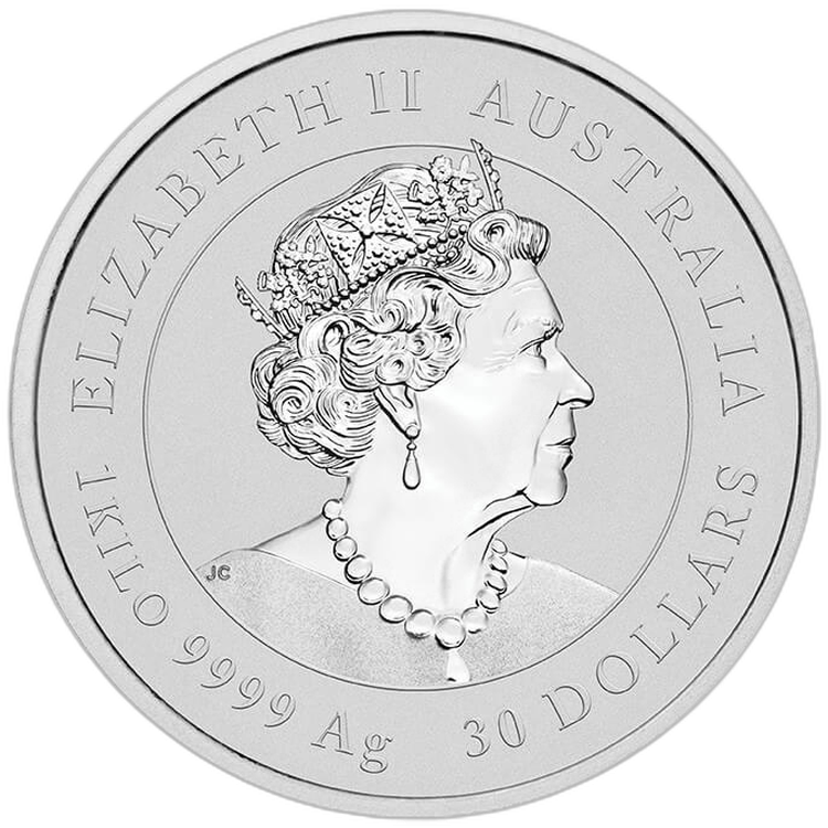 1 Kilo silver coin Lunar year of the Tiger 2022 gold privy mark back