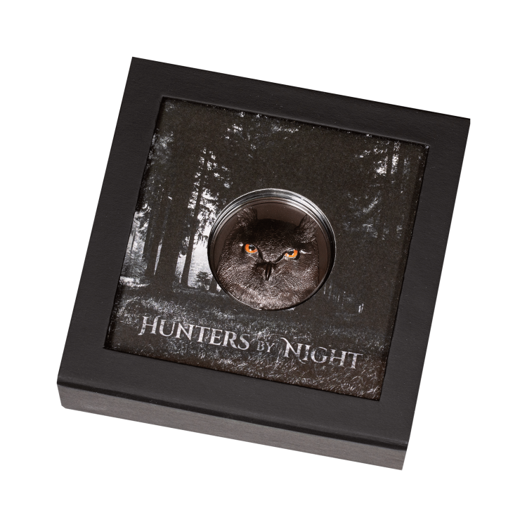 2 troy ounce silver coin Eagle Owl - Hunters By Night 2021 angle 3