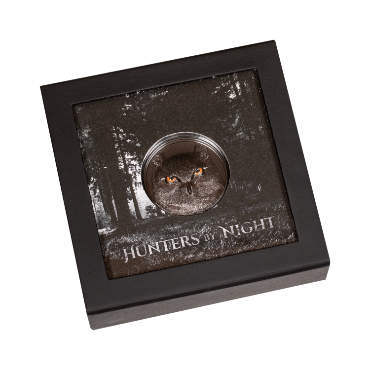 2 troy ounce silver coin Eagle Owl - Hunters By Night 2021 angle 4