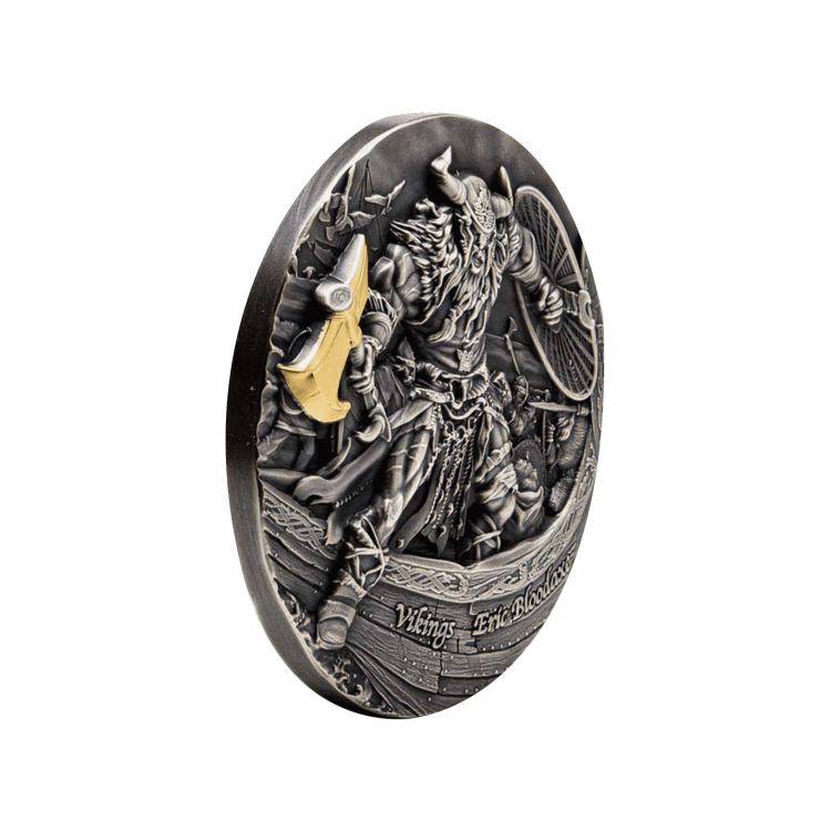 2 Troy ounce silver Eric Bloodaxe coin 2020 angle 1