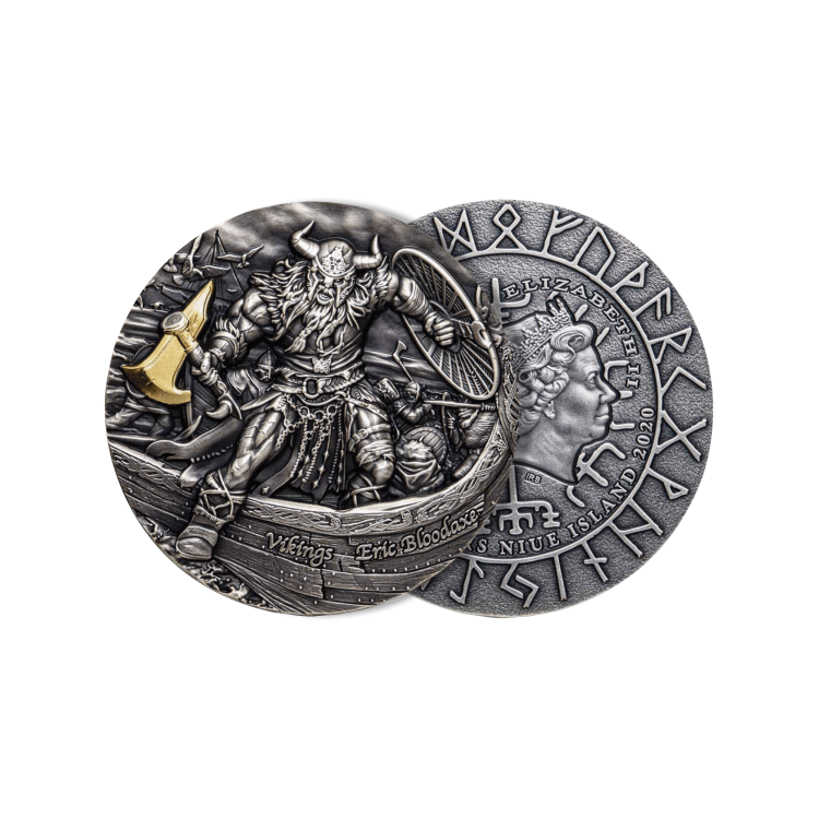 2 Troy ounce silver Eric Bloodaxe coin 2020 angle 2